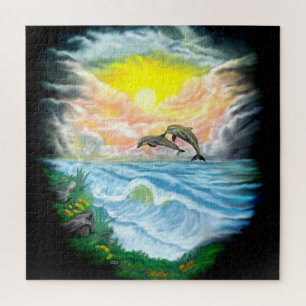 Playing Dolphins in the Sunshine Jigsaw Puzzle