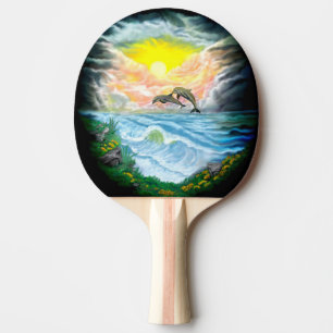 Playing Dolphins in the Sunshine Ping Pong Paddle