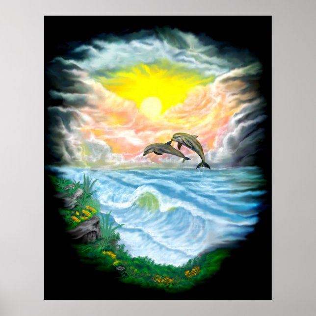 Playing Dolphins in the Sunshine Poster (Front)