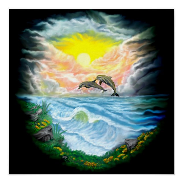 Playing Dolphins in the Sunshine Poster (Front)