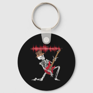 Playing Electric Guitar Funny Halloween Key Ring