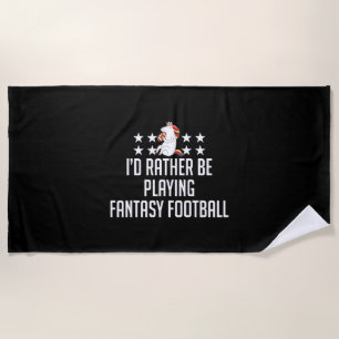 Playing fantasy football Unicorn Beach Towel
