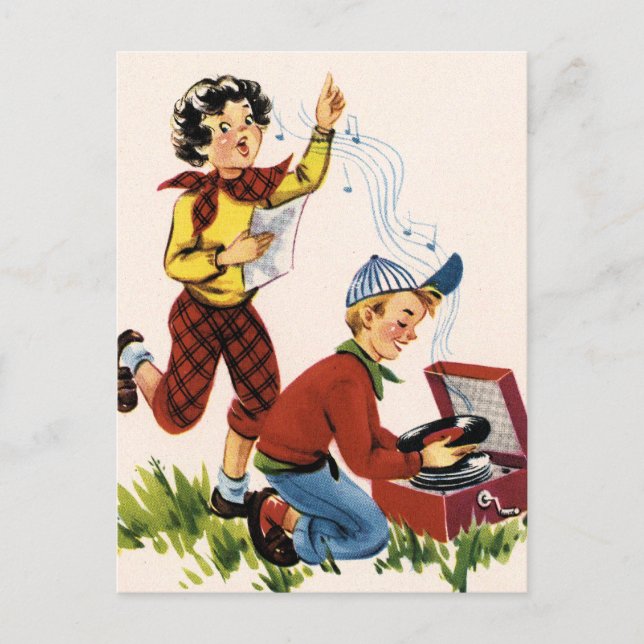 Playing Fifties Records Postcard (Front)