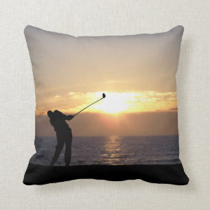 Playing Golf At Sunset Cushion