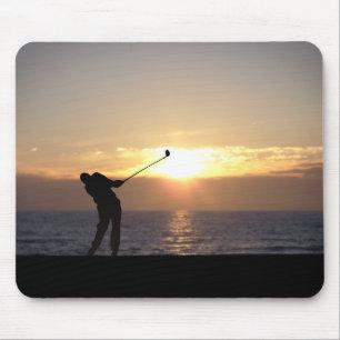 Playing Golf At Sunset Mouse Pad