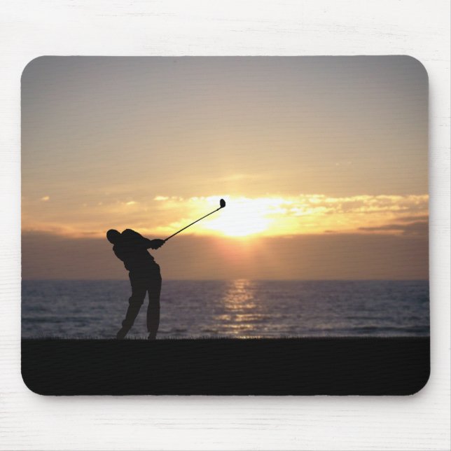 Playing Golf At Sunset Mouse Pad (Front)