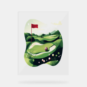 Playing Golf Field Acrylic Sign