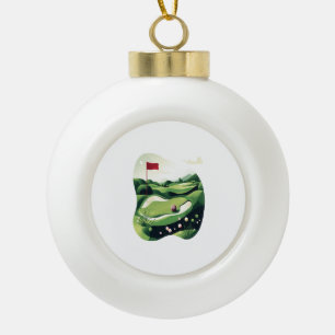 Playing Golf Field Ceramic Ball Christmas Ornament
