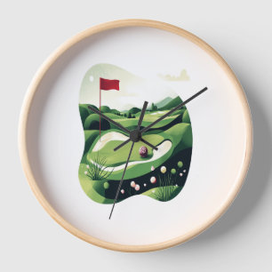 Playing Golf Field Clock