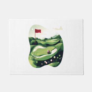 Playing Golf Field Doormat