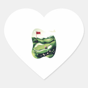 Playing Golf Field Heart Sticker