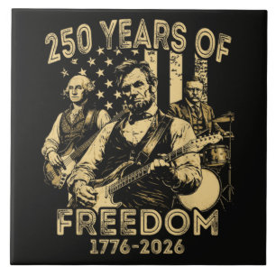 Playing Guitar 4th July 250th Anniversary Ceramic Tile