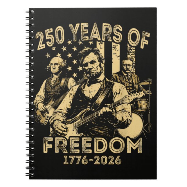 Playing Guitar 4th July 250th Anniversary Notebook (Front)