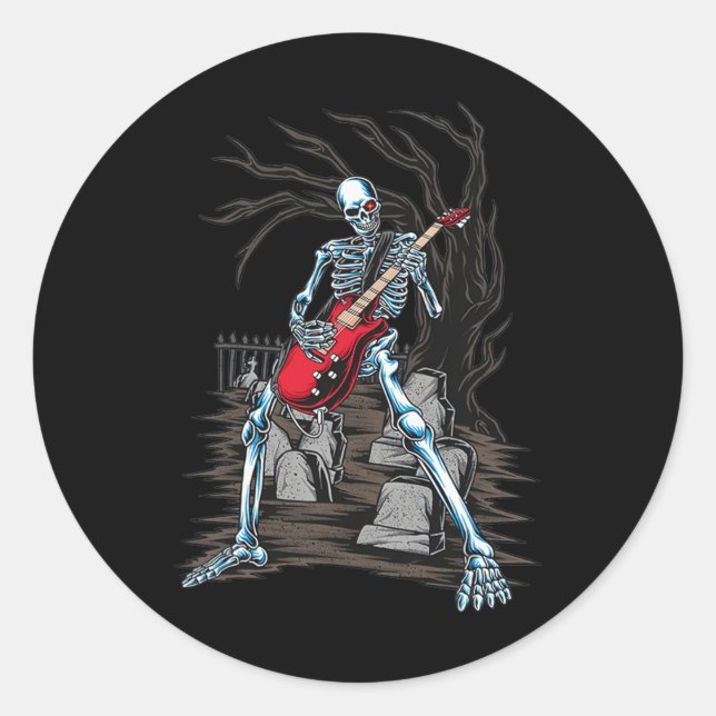 Playing Guitar  Classic Round Sticker (Front)