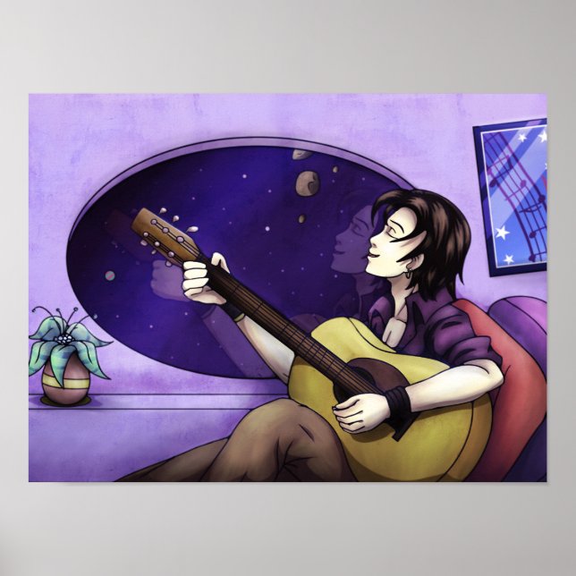 Playing Guitar in Space Poster (Front)