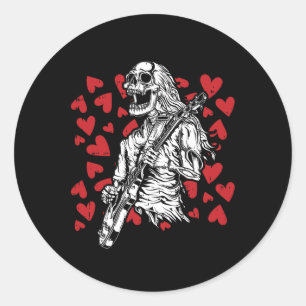 Playing Guitar Valentines Day Cool Rock Musician  Classic Round Sticker