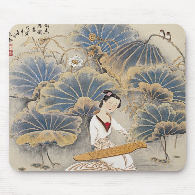 Playing Music by Lotus Pond Mouse Pad (Front)