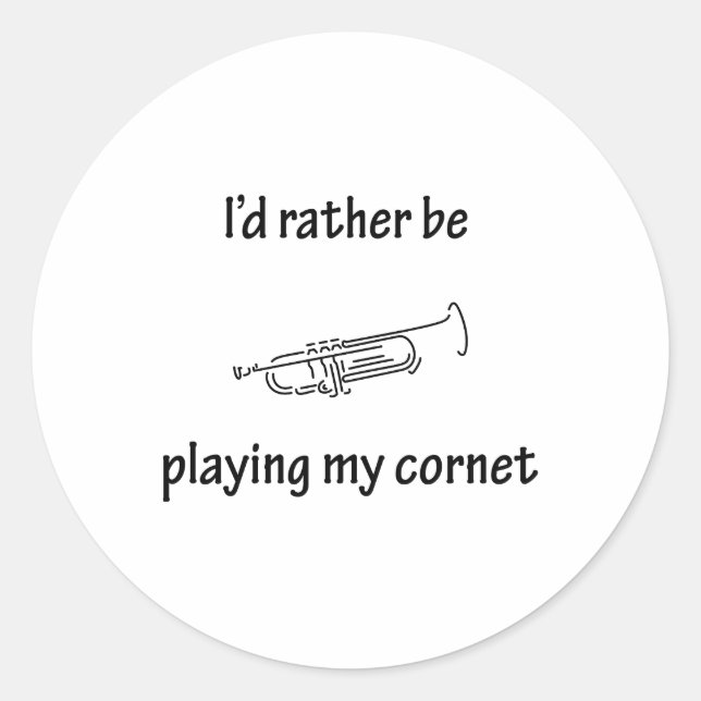 Playing My Cornet Classic Round Sticker (Front)