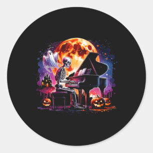 Playing Piano With Ghost Creepy Halloween Costume Classic Round Sticker