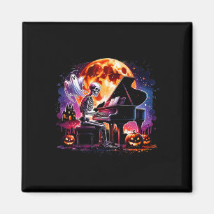 Playing Piano With Ghost Creepy Halloween Costume Magnet