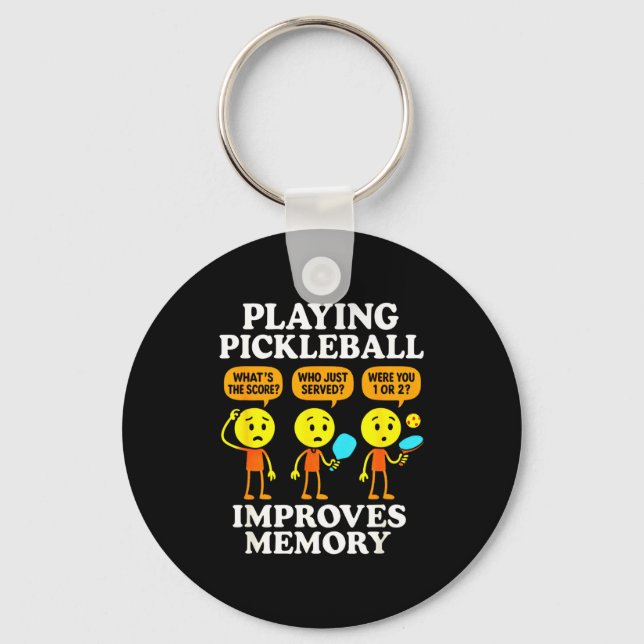 Playing pickleball - funny memory humour  key ring (Front)