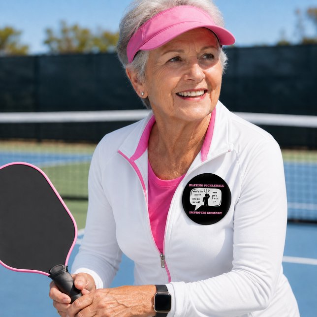 Playing Pickleball Improves Memory Funny 6 Cm Round Badge (Creator Uploaded)