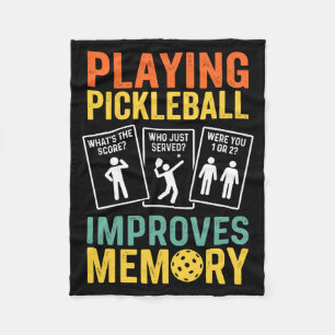 Playing pickleball improves memory funny vintage fleece blanket