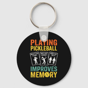 Playing pickleball improves memory funny vintage key ring