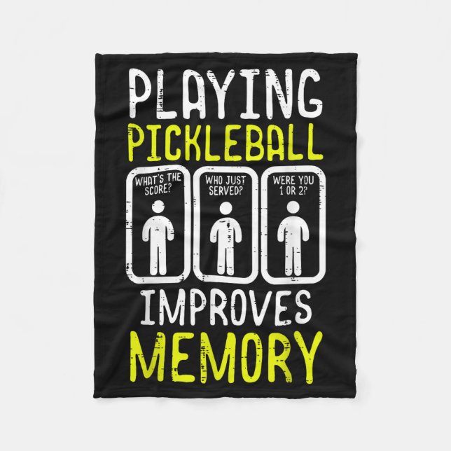 Playing pickleball improves memory pickle ball men fleece blanket (Front)