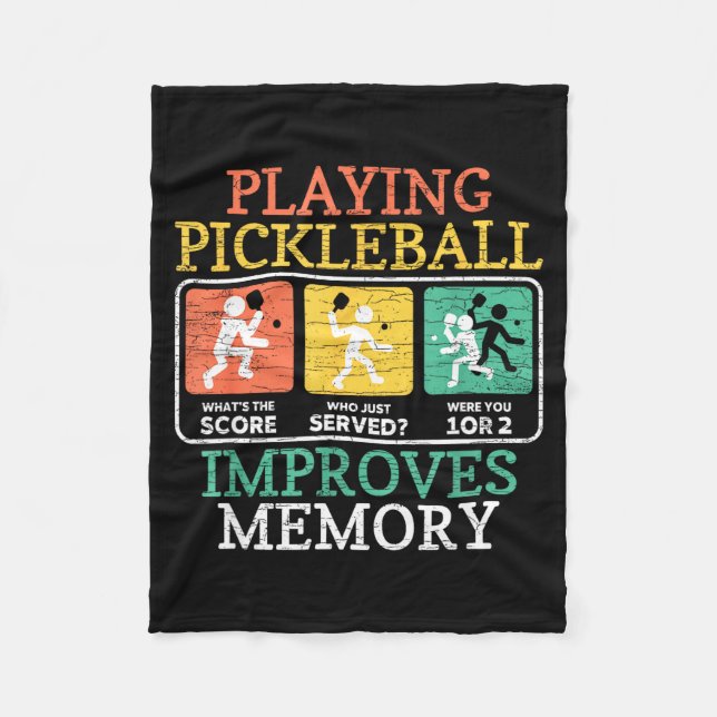 Playing pickleball improves memory pickleball  fleece blanket (Front)