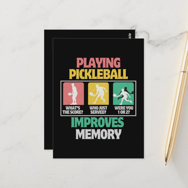 Playing Pickleball Improves Memory Postcard (Front/Back In Situ)