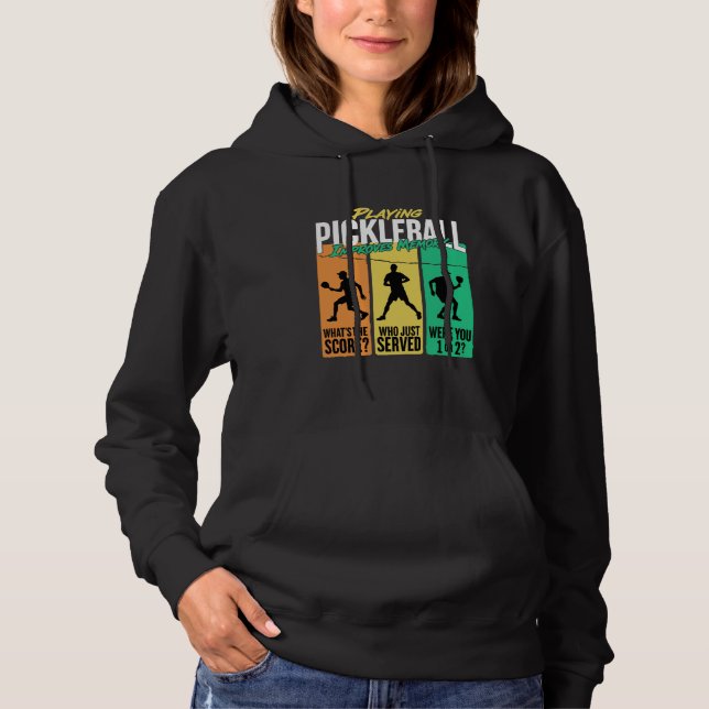 Playing Pickleball Improves Memory Retro Pickle ba Hoodie (Front)