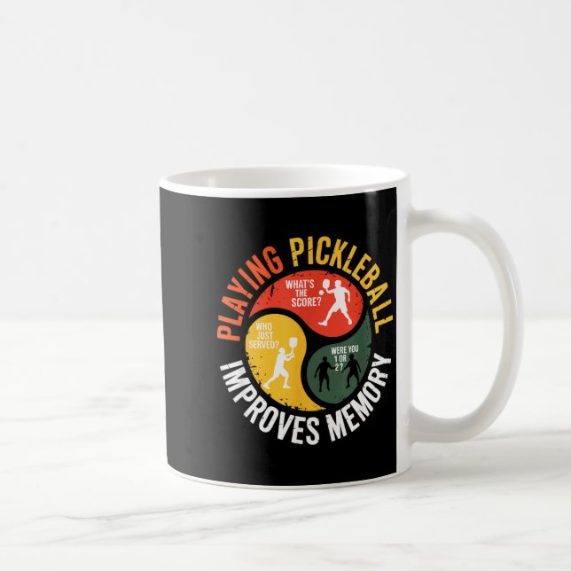 Playing pickleball player memory humour retro padd coffee mug (Right)