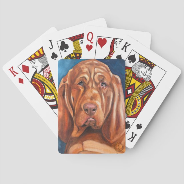Playing poker cards with bloodhound (Back)