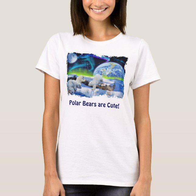 Playing Polar Bear Cubs Cute Wildlife Art Shirt (Front)