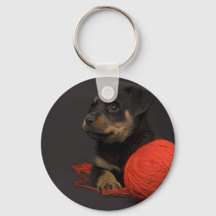 Playing Puppy 7 Key Ring
