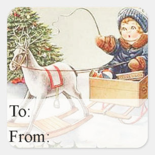 Playing Santa Vintage Christmas Gift Tag