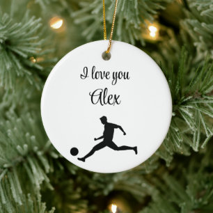 Playing Soccer Graphic – Funny Sports Cartoon Ceramic Ornament