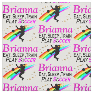 PLAYING SOCCER PERSONALIZED FABRIC