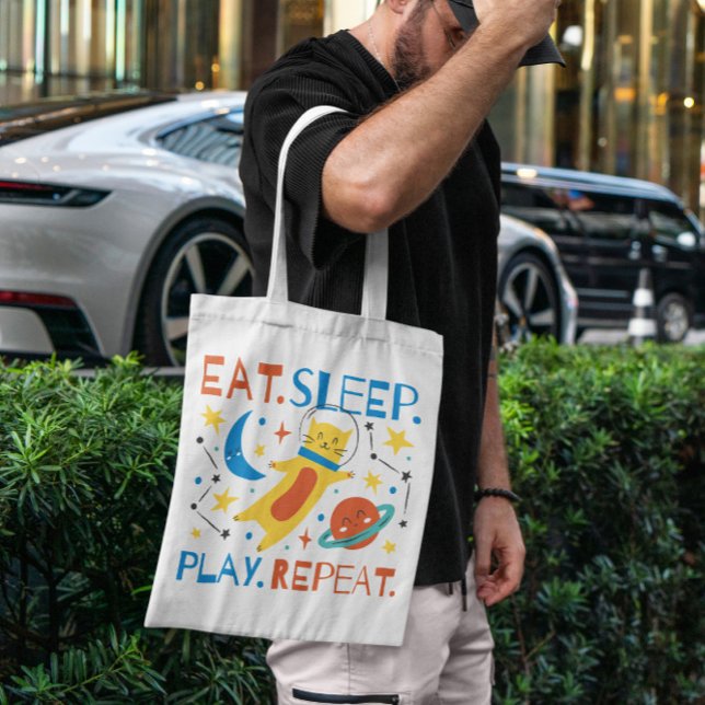 Playing Space Cat Tote Bag (Creator Uploaded)