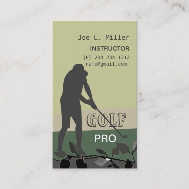 Playing Spots Hitting the Golf Ball Green Modern Business Card (Front)