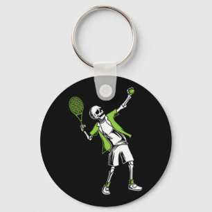 Playing Tennis Halloween Costume Funny Skull Skele Key Ring