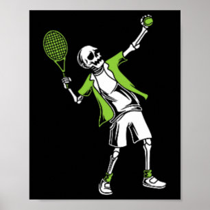 Playing Tennis Halloween Costume Funny Skull Skele Poster