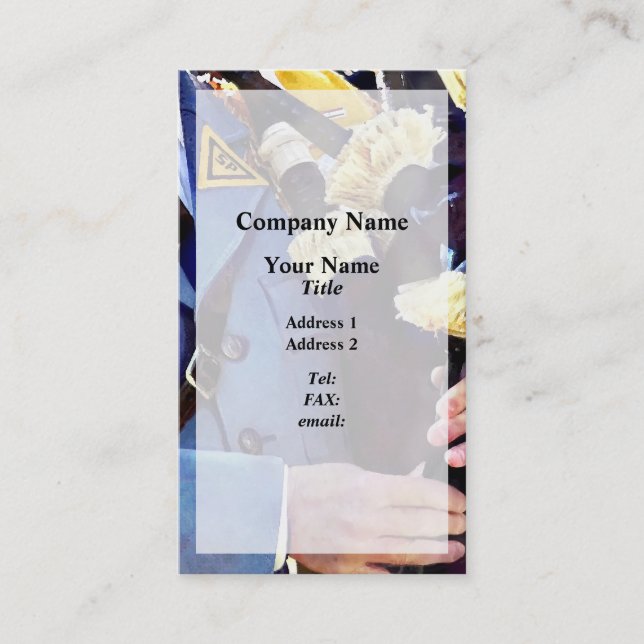 Playing the Bagpipe Business Card (Front)
