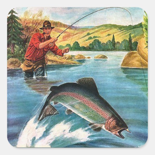 Playing the fish square sticker (Front)