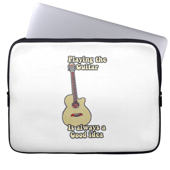Playing the guitar is always a good idea. laptop sleeve (Front)