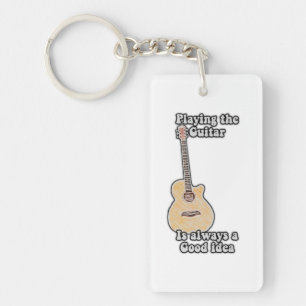 Playing the guitar is always a good idea. vintage key ring