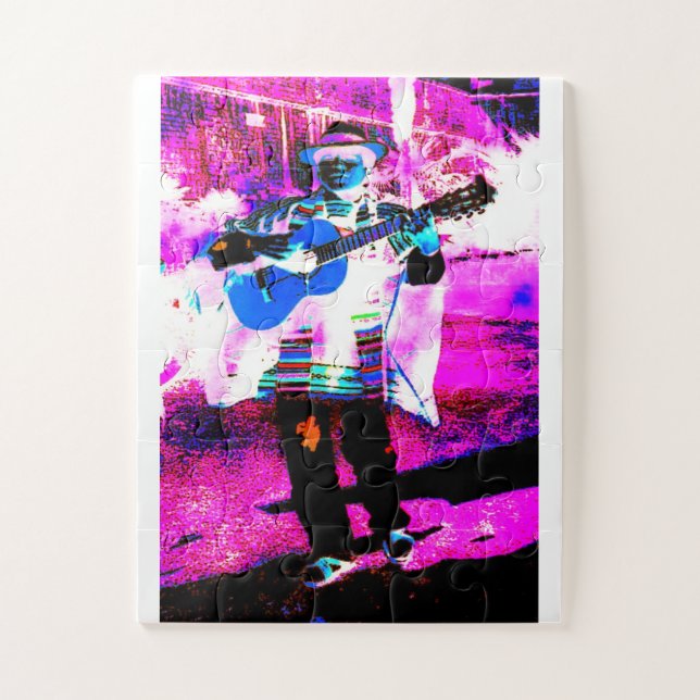 Playing the guitar jigsaw puzzle (Vertical)