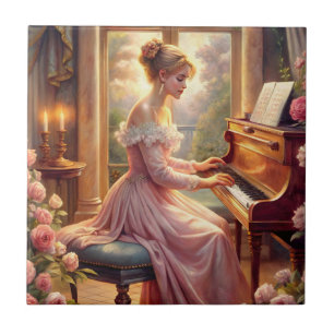 Playing The Piano Ceramic Tile