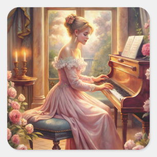 Playing The Piano Square Sticker